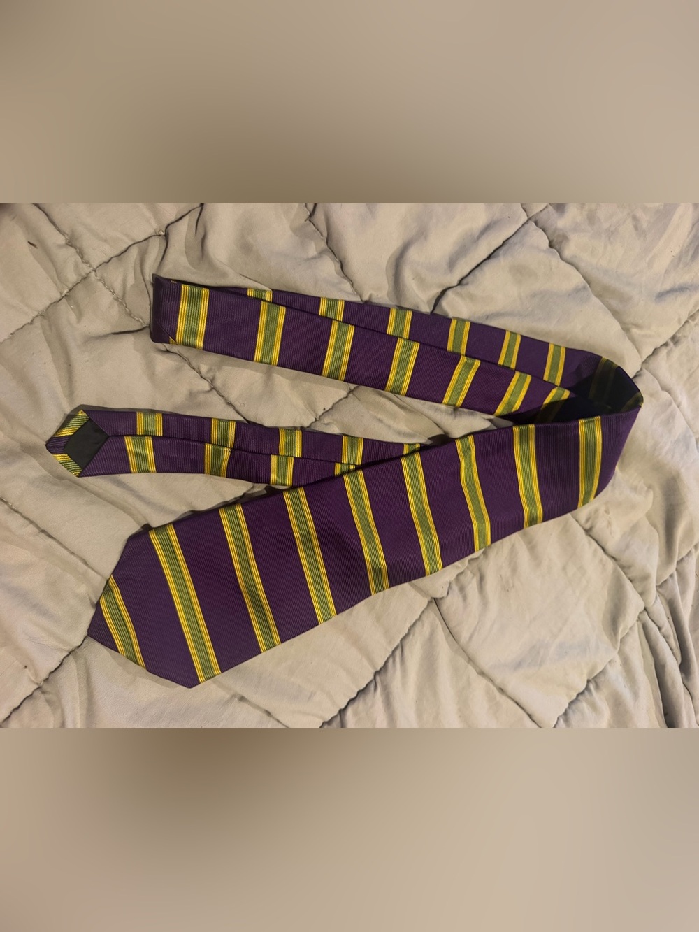 Brooks Brothers Purple Tie with Yellow and Green Stripes